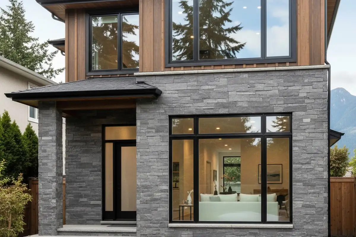 Completed vinyl window replacement enhancing home exterior in Vancouver, WA by Next Level Exteriors