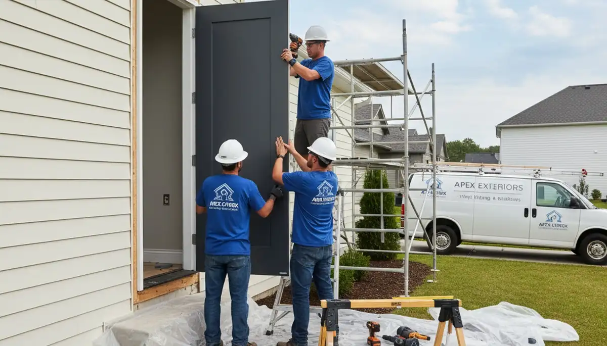 Professional door installation in Vancouver WA by Next Level Exteriors for durable vinyl siding homes