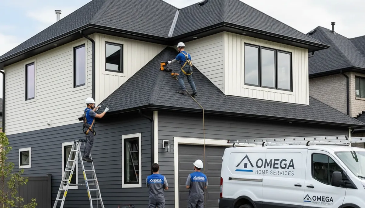 Professional roof inspection and vinyl siding experts in Vancouver, WA inspecting residential roof