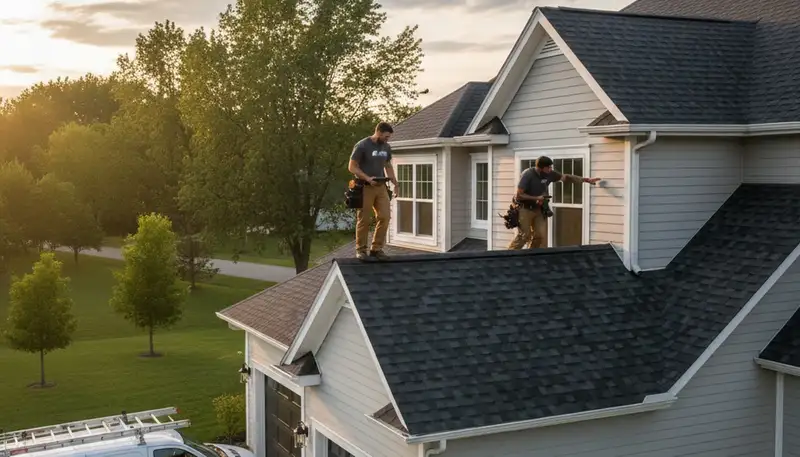 Professional roof inspection on residential home in Vancouver, WA by Next Level Exteriors expert